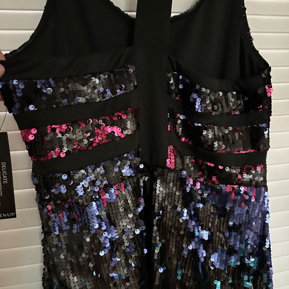 VENUS Black and Multicolor Sequin Dress - Picture 3 of 7